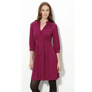 Trina Turk Seabird Knit Jersey Dress Size 8 Raspberry Pink Fluid Tie V-Neck